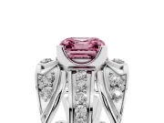 Asscher Cut Art Deco Graduated Engagement Ring Setting for a Fancy Pink Lab-Grown Diamond | Platinum