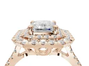 Radiant Cut Lab-Grown Diamond Double Halo Statement Ring Set in Rose Gold with Pavé Band