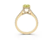 Oval Hidden Halo Pave Engagement Ring Setting for a Fancy Yellow Lab-Grown Diamond | Claw Prongs | Yellow Gold