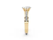 Oval Channel Set Engagement Ring Setting | Princess Cut Accents | Yellow Gold