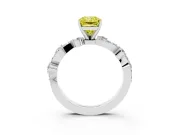 Fancy Yellow Radiant Cut Diamond Solitaire Twisted Band Set in Silver with Pavé Setting