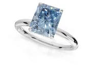 Radiant Cut Hidden Halo Ring Setting for a Fancy Blue Lab-Grown Diamond | White Gold