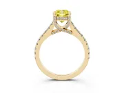 Cushion Cut Hidden Halo Pave Engagement Ring Setting for a Fancy Yellow Lab-Grown Diamond | Claw Prongs | Yellow Gold