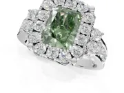Radiant Cut Halo Engagement Ring Setting for a Fancy Green Lab-Grown Diamond | Graduated Channel Band | Platinum