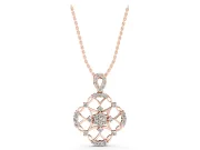 Round Lab-Grown Diamond Openwork Cluster Pendant Necklace | Quatrefoil Frame | Rose Gold