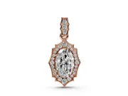 Oval Lab-Grown Diamond Art Deco Halo Pendant Necklace | Scalloped Frame | Rose Gold
