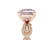 Princess Cut Vintage Engagement Ring Setting for a Fancy Pink Lab-Grown Diamond | Graduated Stations | Rose Gold