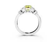 Fancy Yellow Emerald Cut Diamond Floral Cluster Ring Set in White gold with Marquise Petals and Prong Setting