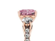 Radiant Cut Three-Stone Engagement Ring Setting for a Fancy Pink Lab-Grown Diamond | Rose Gold