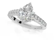 Pear-Shaped Pavé Solitaire Engagement Ring Setting | Crossover Gallery | Sterling Silver