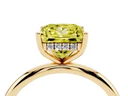 Fancy Yellow Princess Cut Diamond Solitaire Engagement Ring Set in Yellow gold with Prong Setting and Polished Band