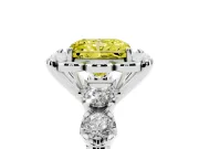Fancy Yellow Radiant Cut Diamond Floral Halo Ring Set in Silver with Shared Prong Band