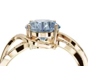 Round Bypass Solitaire Engagement Ring Setting for a Fancy Blue Lab-Grown Diamond | Pavé and Plain Strands | Yellow Gold