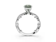 Radiant Cut Vintage Milgrain Engagement Ring Setting for a Fancy Green Lab-Grown Diamond | Graduated Stations | Platinum