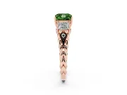 Princess Cut Three Stone Engagement Ring Setting for a Fancy Green Lab-Grown Diamond | Braided Band | Rose Gold