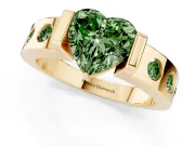 Heart-Shaped Tension Style Engagement Ring Setting for a Fancy Green Lab-Grown Diamond | Yellow Gold