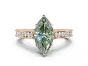 Marquise Vintage Engraved Pavé Engagement Ring Setting for a Fancy Green Lab-Grown Diamond | Milgrain Edges | Rose Gold