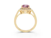 Princess Cut Halo Engagement Ring Setting for a Fancy Pink Lab-Grown Diamond | Polished Halo Rim | Yellow Gold