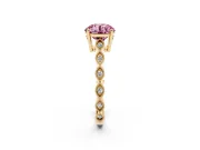 Round Milgrain Solitaire Engagement Ring Setting for a Fancy Pink Lab-Grown Diamond | Yellow Gold