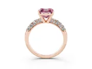Asscher Cut Multi Row Pave Engagement Ring Setting for a Fancy Pink Lab-Grown Diamond | Rose Gold
