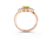 Fancy Yellow Radiant Cut Diamond Cluster Ring Set in Rose gold with Beaded Band