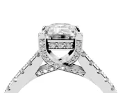 Emerald Cut Hidden Halo Pave Engagement Ring Setting | Claw Prongs | White Gold