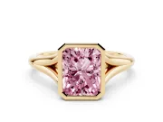 Radiant Cut Bezel Engagement Ring Setting for a Fancy Pink Lab-Grown Diamond | Yellow Gold