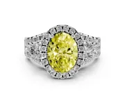 Oval Halo Split Shank Engagement Ring Setting for a Fancy Yellow Lab-Grown Diamond | Round Side Stones | Sterling Silver