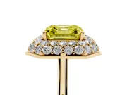 Fancy Yellow Asscher Cut Diamond Halo Engagement Ring Set in Yellow gold with Solitaire Band and Prong Setting