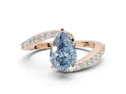 Pear-Shaped Bypass Pavé Engagement Ring Setting for a Fancy Blue Lab-Grown Diamond | Rose Gold