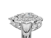 Pear-Shaped Vintage Halo Engagement Ring Setting | Art Deco Side Panels | White Gold
