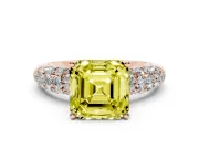 Asscher Cut Multi Row Pave Engagement Ring Setting for a Fancy Yellow Lab-Grown Diamond | Rose Gold