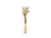 Princess Cut Diamond Solitaire Ring Set in Yellow gold with Marquise Twist Band and Prong Setting