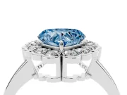 Heart-Shaped Scalloped Cluster Halo Engagement Ring Setting for a Fancy Blue Lab-Grown Diamond | Plain Band | Platinum