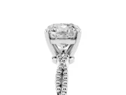 Cushion Cut Diamond Solitaire Ring Set in Platinum with Twisted Band and Bead Prong Setting
