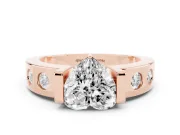 Heart-Shaped Tension Style Engagement Ring Setting | Flush Set Accents | Rose Gold