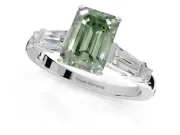 Emerald Cut Tapered Baguette Engagement Ring Setting for a Fancy Green Lab-Grown Diamond | Platinum