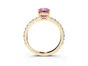 Radiant Cut Pave Solitaire Engagement Ring Setting for a Fancy Pink Lab-Grown Diamond | Shared Prong Band | Yellow Gold