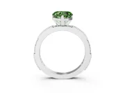 Fancy Green Heart Cut Diamond Solitaire Ring Set in Platinum with Slim Pavé Band and Prong Setting