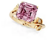 Asscher Cut Twisted Bypass Engagement Ring Setting for a Fancy Pink Lab-Grown Diamond | Yellow Gold