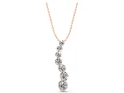 Round Lab-Grown Diamond Graduated S-Line Pendant Necklace | Shared Prongs | Rose Gold
