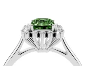 Emerald Cut Halo Engagement Ring Setting for a Fancy Green Lab-Grown Diamond | Sterling Silver