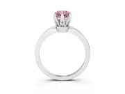 Fancy Pink Radiant Cut Diamond Solitaire Engagement Ring Set in White gold with Slim Tapered Solitaire Band