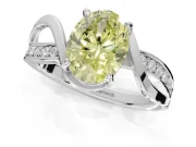 Oval Bypass Solitaire Engagement Ring Setting for a Fancy Yellow Lab-Grown Diamond | Pavé Strands | Sterling Silver