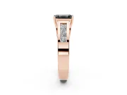 Emerald Cut Channel-Set Engagement Ring Setting for a Black Center | Wide Band | Rose Gold