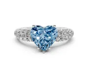 Heart-Shaped Multi Row Pave Engagement Ring Setting for a Fancy Blue Lab-Grown Diamond | Platinum