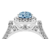 Pear-Shaped Halo Engagement Ring Setting for a Fancy Blue Lab-Grown Diamond | Pavé Panel Shoulders | Platinum