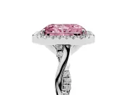 Radiant Cut Twist Halo Engagement Ring Setting for a Fancy Pink Lab-Grown Diamond | Platinum