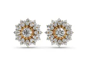 Round Lab-Grown Diamond Sunburst Cluster Stud Earrings | Star Outline | Yellow Gold