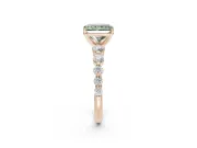 Radiant Cut Graduated Side Stone Engagement Ring Setting for a Fancy Green Lab-Grown Diamond | Rose Gold